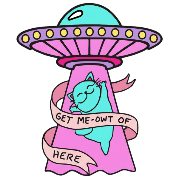 10pcs GET ME-OWT OF HERE CAT Badge Reel Topper, Earring Charm, Acrylic Charm, Keychain Charm