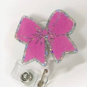 PINK BOW Badge Reel Medical Funny Humor
